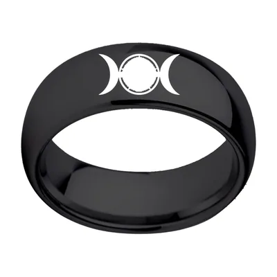 Anillo de Triple Luna y Pentáculo, Acero Inoxidable