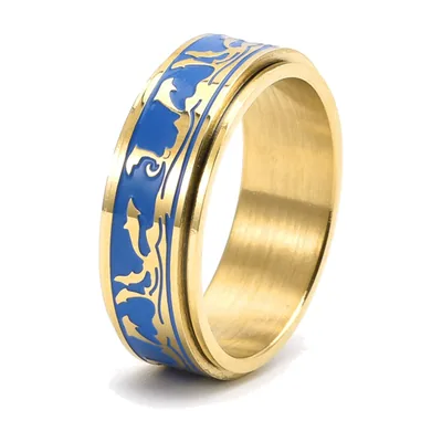 Anillo Spinner Giratorio con Motivo de Delfín, Tono Dorado, Acero Inoxidable