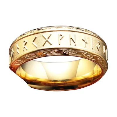 Viking Rune Band Ring with Braided Pattern, Stainless Steel