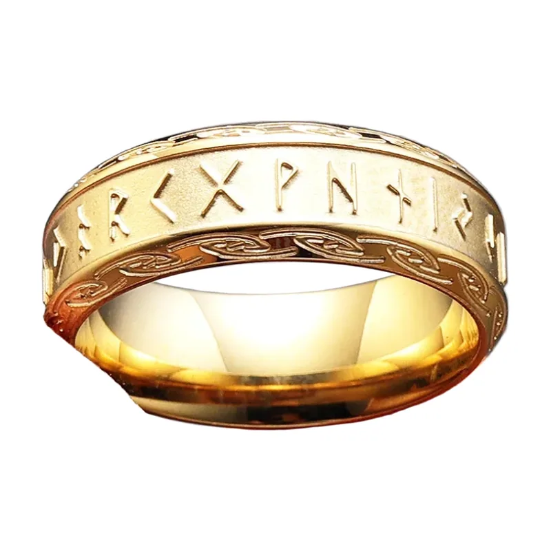 Viking Rune Band Ring with Braided Pattern, Stainless Steel
