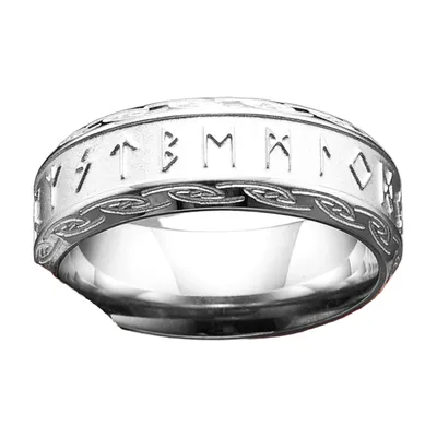 Viking Rune Band Ring, Stainless Steel