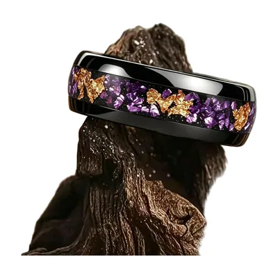 Anillo Galaxia con incrustación de nácar púrpura, Acero Inoxidable