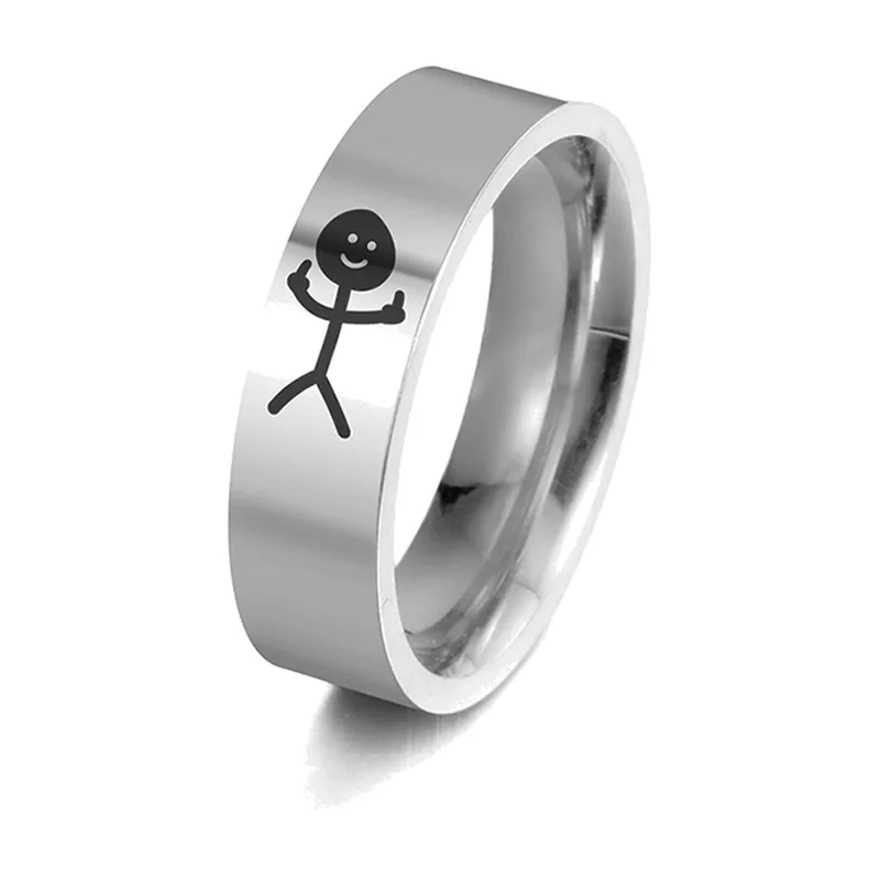 Anillo de Stickman para Hombre, Acero Inoxidable 316L