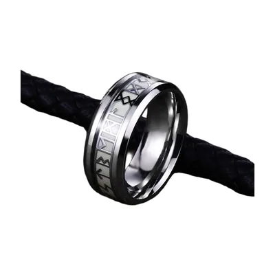 Anillo de Runas Vikingas para Hombre, Acero Inoxidable 316L