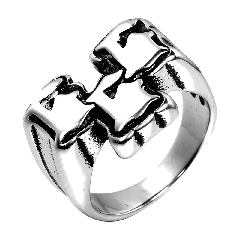 Bague Gothique avec le Numéro 666, Acier Inoxydable 316L