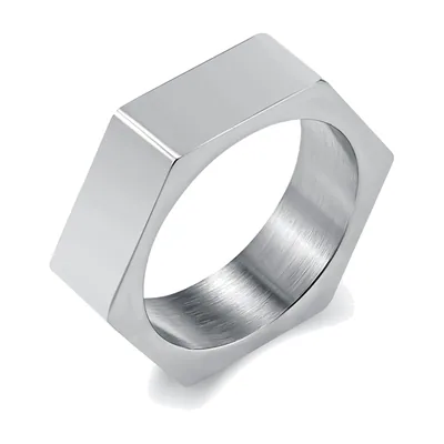 Anillo Sello Cuadrado con Superficie Pulida, Acero Inoxidable