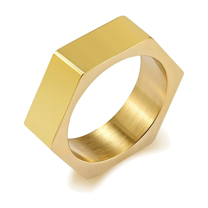 Herren Siegelring Hexagon, Geometrisches Design, Edelstahl