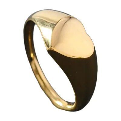Anello Sigillo con Cuore, Acciaio Inossidabile Lucido
