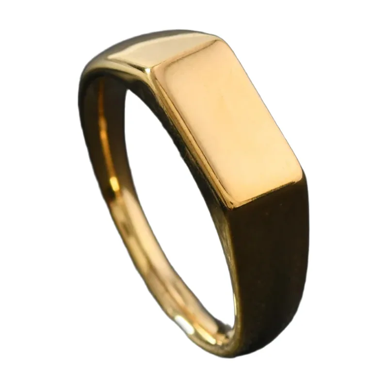 Rectangular Signet Ring, Polished Stainless Steel