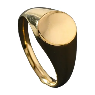 Anillo Sello Ovalado, Acero Inoxidable Pulido Dorado