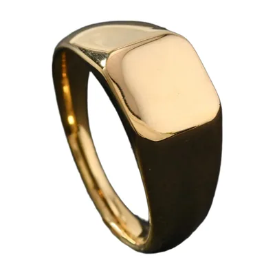 Anillo Sello Cuadrado en Tono Dorado, Acero Inoxidable