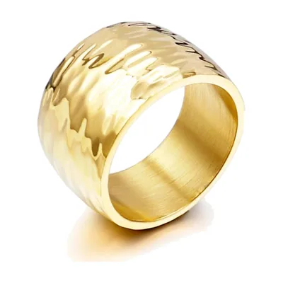 Herrenring mit Wellenmuster, polierter 316L Edelstahl