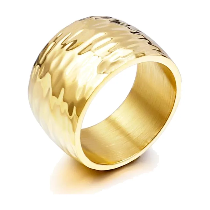 Wave Pattern Band Ring, Polished 316L Stainless Steel