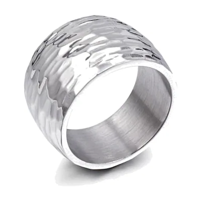 Wellen-Muster Ring für Herren, polierter Edelstahl