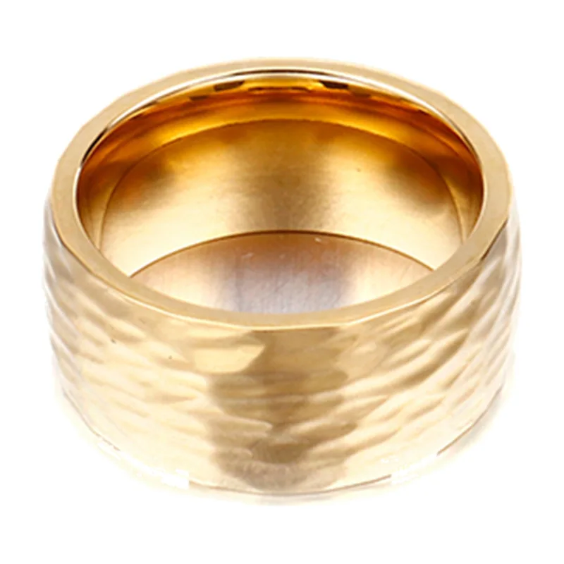 Anillo de Banda con Efecto Martillado Wave, Acero Inoxidable