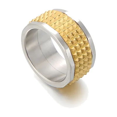 Anello a Borchie Piramidali, Acciaio Inossidabile 316L