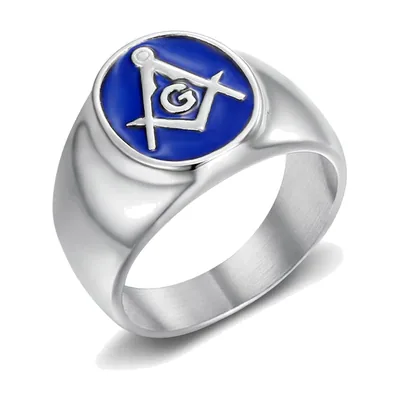 Anillo Sello Masónico Escuadra y Compás, Acero Inoxidable 316L