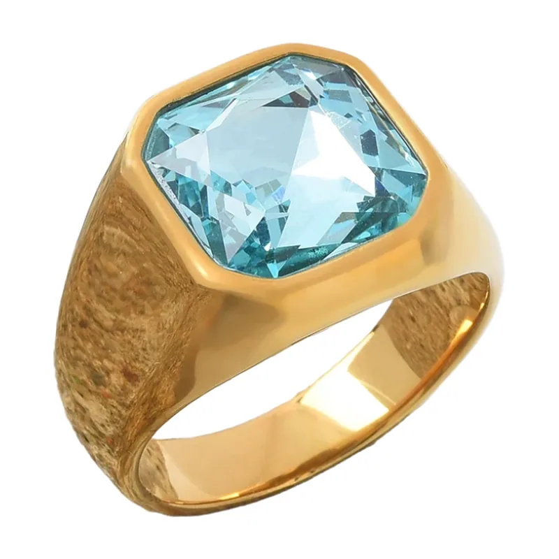 Herren Siegelring mit blauem Onyx-Stein, Edelstahl